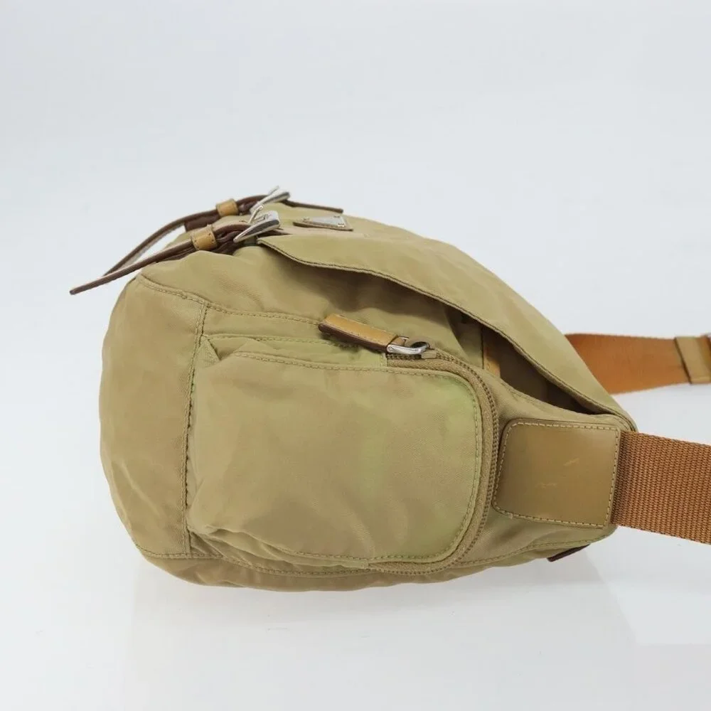 Authentic PRADA Shoulder Bag Nylon Beige Silver - Picture 10 of 16